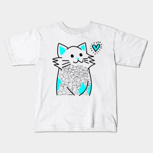 Cats Brighten Up My Heart (Blue) Kids T-Shirt